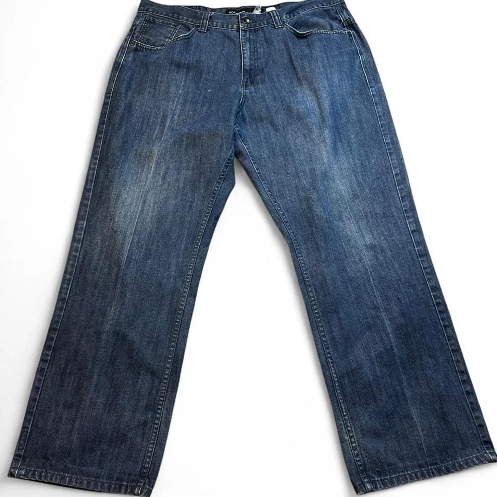 Rocawear‎ Jeans Y2K Original Fit STRAIGHT Men's Size 38x31 Navy Blue Jeans READ